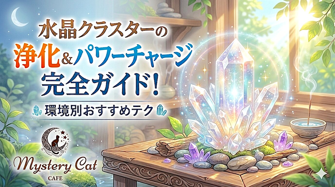 水晶クラスターの浄化＆パワーチャージ完全ガイド！環境別おすすめテク ミステリーキャットカフェ