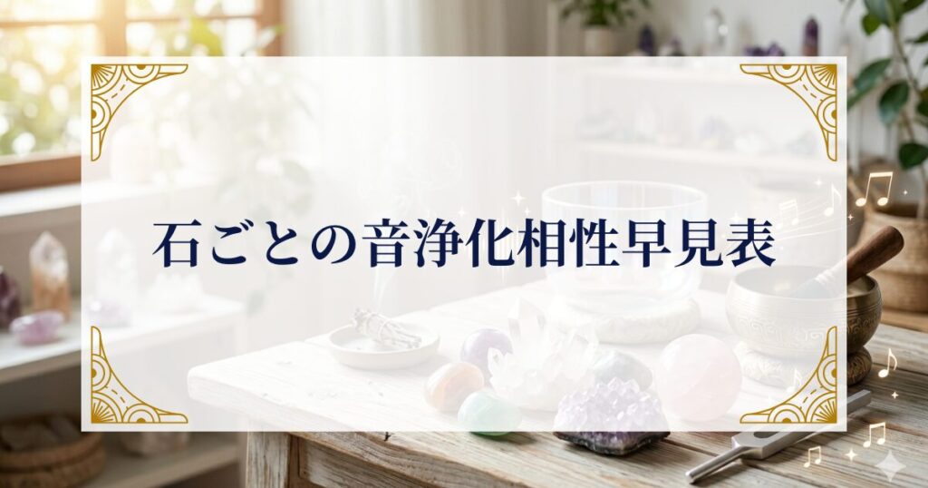 石ごとの音浄化相性早見表 ミステリーキャットカフェ