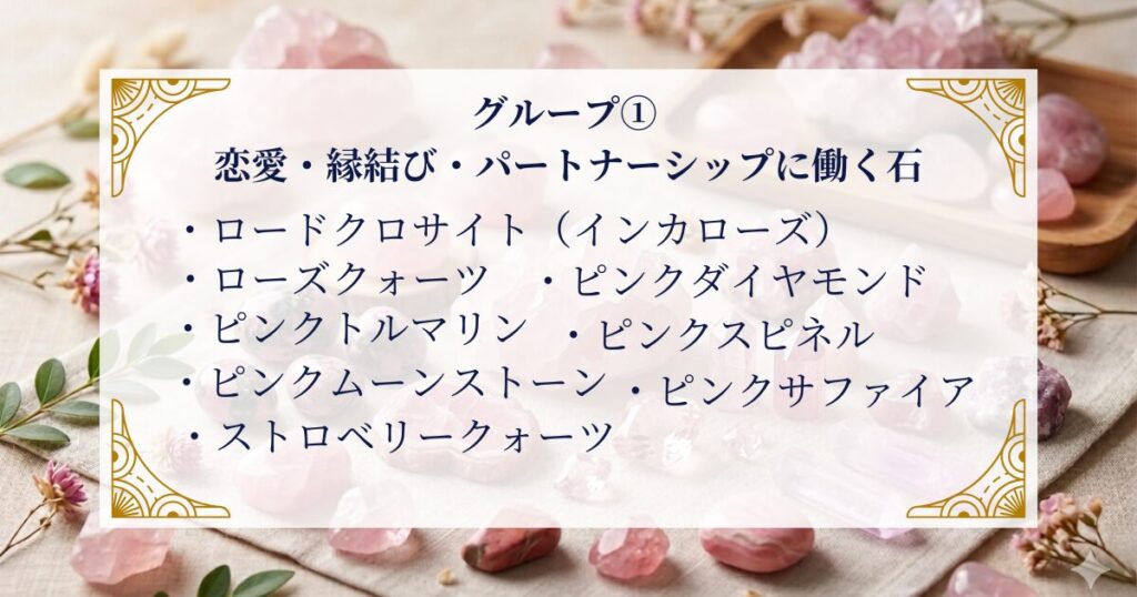 グループ① 恋愛・縁結び・パートナーシップに働く石 ― 8選 ミステリーキャットカフェ