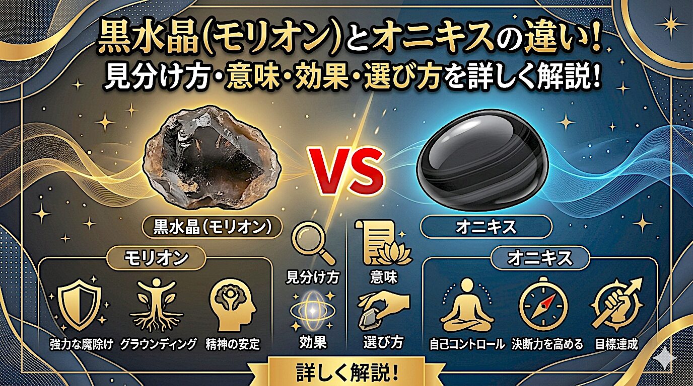 黒水晶（モリオン）とオニキスの違い！見分け方・意味・効果・選び方を詳しく解説！ ミステリーキャットカフェ