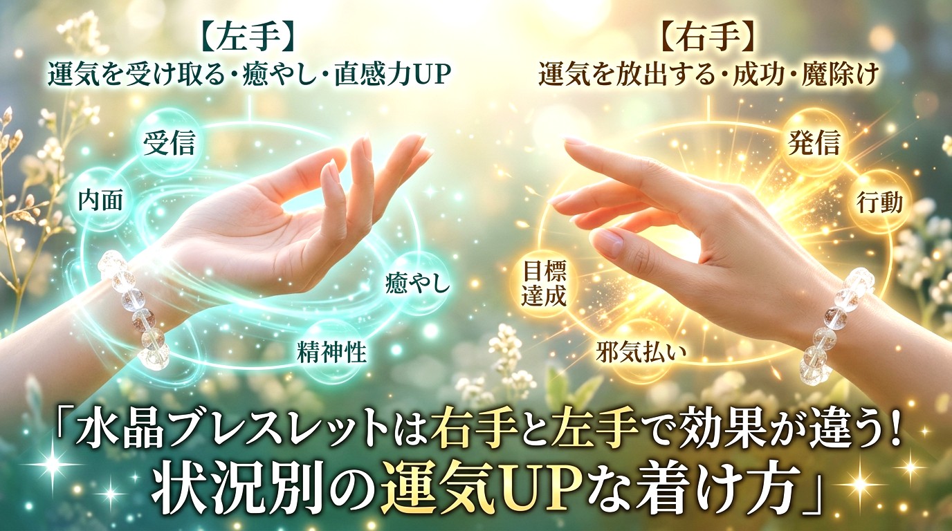 水晶ブレスレットは右手と左手で効果が違う！状況別の運気UPな着け方 ミステリーキャットカフェ