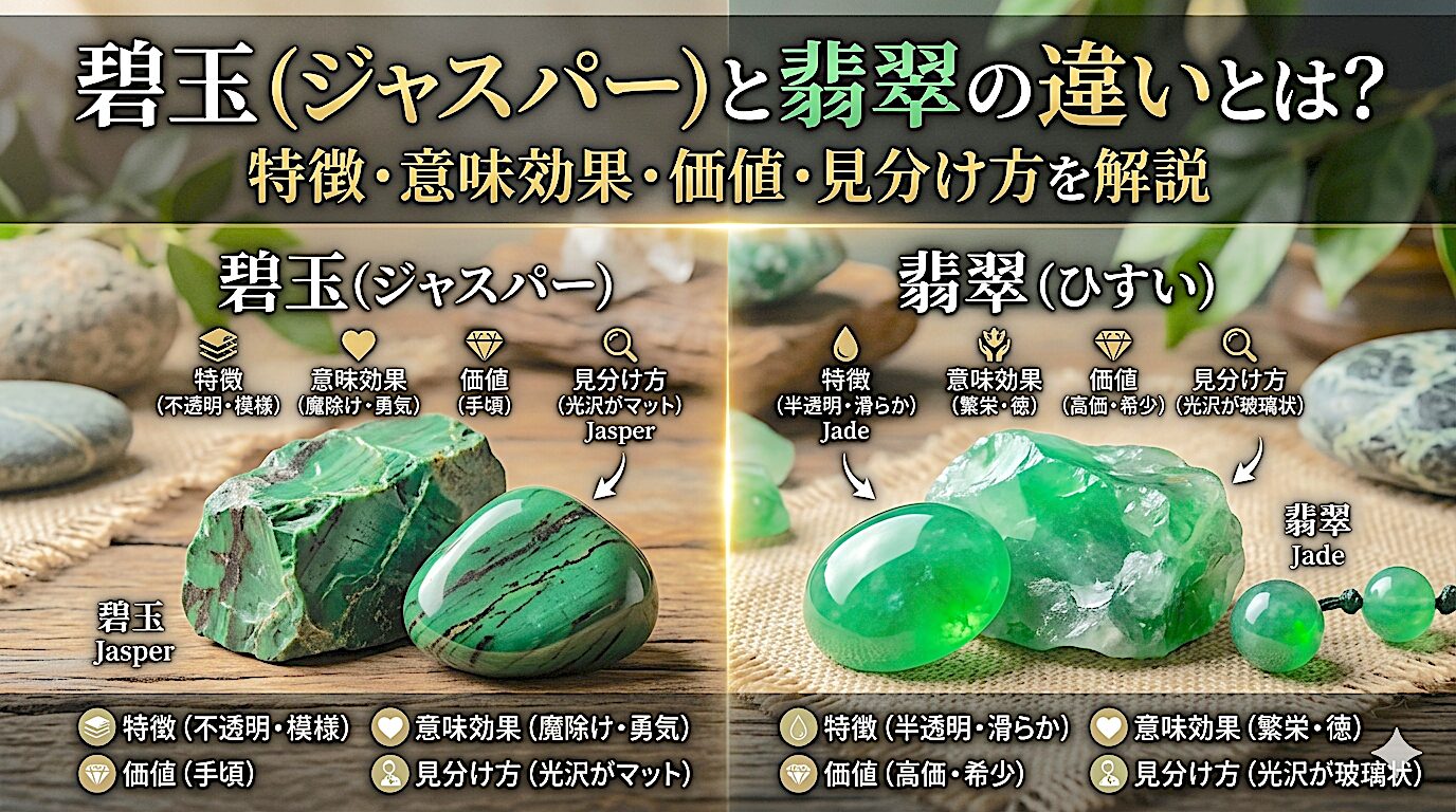 碧玉（ジャスパー）と翡翠の違いとは？特徴・意味効果・価値・見分け方を解説 ミステリーキャットカフェ